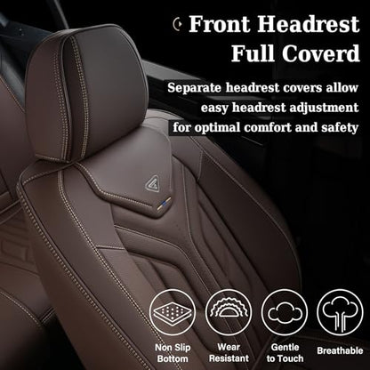 Coverado Front Seat Covers, Car Seat Covers Front Seats, Leather Seat Covers for Cars, Automotive Seat Covers Car Seat Protector Car Accessories Fit for Most Sedans SUV Pick-up Truck(Coffee)