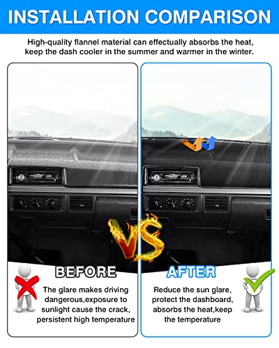 Autorder Dashboard Cover Mat for 1992-1996 Ford F150 F250 F350 Accessories Dash Cover Flannel Dash Mat Sunshade Glare UV Rays Protector - size: 1992-1996 F150 (Black)