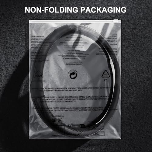 SEG Direct Car Steering Wheel Cover Standard Medium Size 14 1/2-15 inch, Non-Folding Packaging, Heavy Duty, Non-Slip, Black Microfiber Leather with Carbon Fiber Pattern - color: 1. Black with Carbon Fiber Pattern, size: Standard size[14 1/2''-15'']
