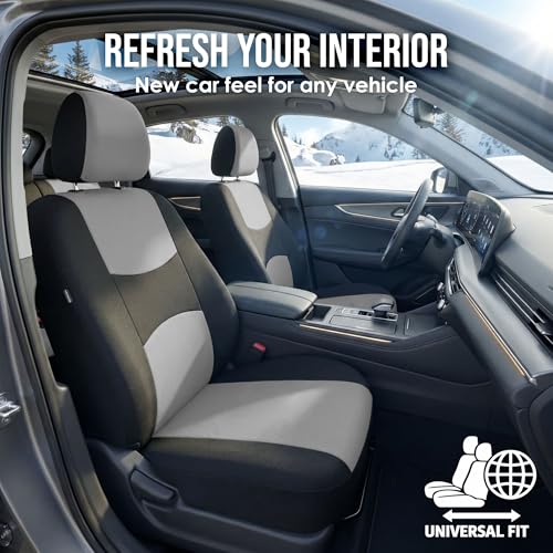 FH Group Flat Cloth Full Set Car Seat Covers Three Row 7 Seater - Universal Fit for Cars, Trucks & SUVs Gray - color: Gray