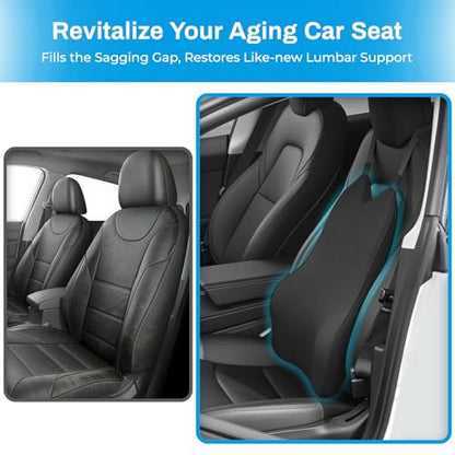 Lumbar Support Pillow for Car - 20.9 Inch Extended Car Back Support Relieves Full Back Discomfort on Long Rides, Rebuilds Support for Older Vehicles, Fits Mid-to-Large Sedans, SUVs & Trucks - size: longest 20.9" * widest 16.9" * highest 5.9"