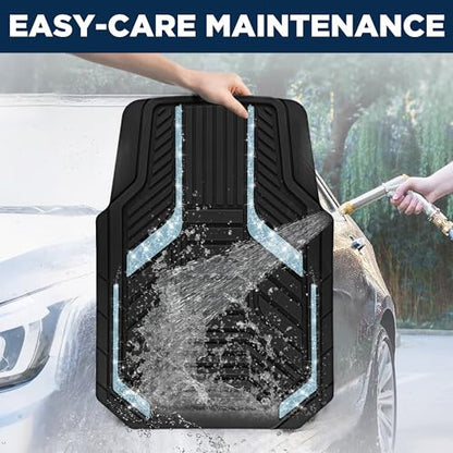 PIC AUTO Car Floor Mats, Light Blue Sparkly Crystal Bling Glitter Car Mats Set, Front and Rear Heavy Duty Rubber Car Mats with Anti-Slip Backing, All Weather, Trim-to-Fit for SUVs, Trucks, Sedan, Vans - color: Light Blue Glitter