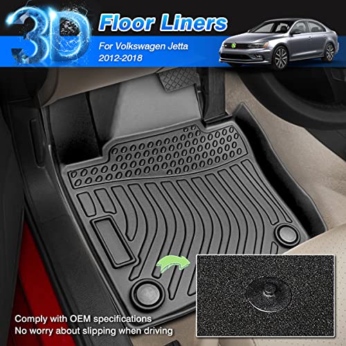 Cartist Floor Mats Custom Fit for Volkswagen VW Jetta 2012-2018 All Weather Floor Liner Front & 2nd Row Car Carpet Protection TPE Odorless - size: 1)Volkswagen VW Jetta【2012-2018】