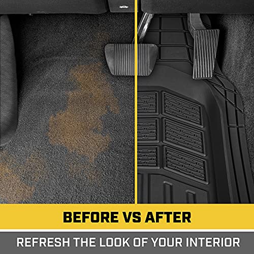 Cat® CAMT-9013 (3-Piece) Heavy Duty Deep Dish Rubber Floor Mats, Trim to Fit for Car Truck SUV & Van, All Weather Total Protection Durable Liners Black, 29.5" L x 21" W x 1" Th - color: Black, style: CAMT-9013