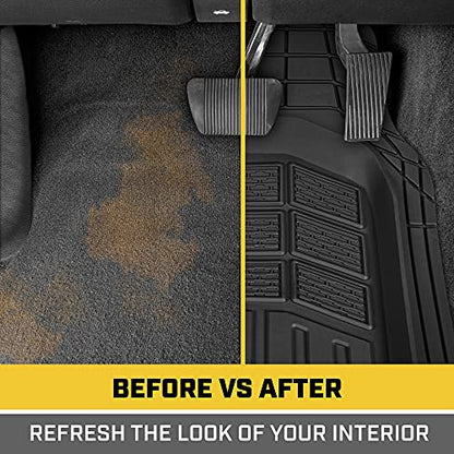 Cat® CAMT-9013 (3-Piece) Heavy Duty Deep Dish Rubber Floor Mats, Trim to Fit for Car Truck SUV & Van, All Weather Total Protection Durable Liners Black, 29.5" L x 21" W x 1" Th - color: Black, style: CAMT-9013