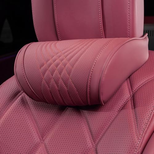 Car Headrest Memory Foam Neck Pillow for Driving with Leather Cover Soft Comfortable Seat Head Pillow Cushion for Most Cars SUV Sedan Home Office Red (1PC) - color: Tacora Red, size: Headrest 1 Pack