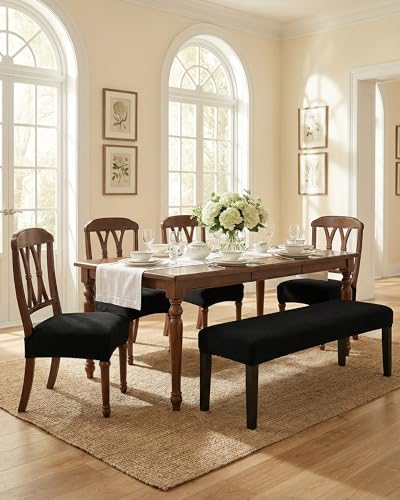 CRFATOP Jacquard Dining Room Chairs Seat Covers Set of 4 with Soft Bench Chair Cover Stretch Kitchen Chair Slipcover Washable Seat Cushion Slipcover Protector for Hotel Ceremony Banquet Wedding,B11 - color: Jacquard B11