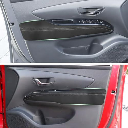 2PCS Front Door Panel Armrest Cover Replacement Compatible with Hyundai Tucson 2022-2024 Left and Right Leather Arm Rest Replaced Skin Upholstery Black (Only Leather Part)