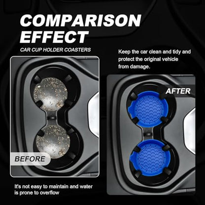 4-Pack Universal Cup Holder Coasters, Black Silicone Inserts - Keep Your Car Clean with Non-Slip & Spill-Proof Coasters for All Vehicles (Blue) - color: Blue