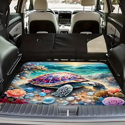 Universal Car Trunk Mat, All Weather Trunk Protection Cargo Liner, Stylish Vehicle Interior Accessories, Durable Cargo Mat Rear Trunk Line Suitable for Most Car (Sea Turtle and Shell, 29" x 39") - color: Sea Turtle and Shell