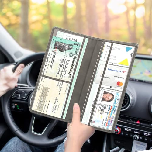 Leather Car Registration and Insurance Holder - Vehicle Glove Box Car Organizer,Auto Truck Comparment Accessories Case with Magnetic Closure for Driver License, Cards (Gray) - color: Gray