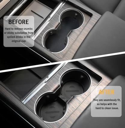 for Tesla Model 3 Y S X Cup Coasters - Model Y 2025 2026, Model 3 2024 2025 2026, Model S/X 2022-2025 Non-Slip Cup Holder Insert Mat Silicone Coasters Interior Accessories for Model 3/Y/S/X - size: Model 3/Y/S/X
