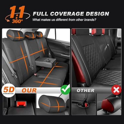 AOMSAZTO Custom Fit Car Seat Covers for Toyota RAV4 Hybrid 2019 2020 2021 2022 2023 2024 2025 Toyota RAV4 LE, XLE, XLE Premium, Limited-Full Set Faux Leather (Black) - color: Black, size: RAV4 2019-2025 Hybrid(LE/XLE/XLE Premium/Limited)