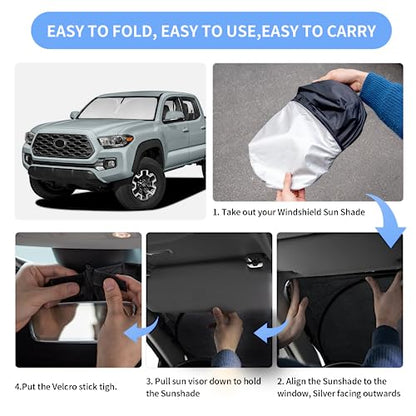 for Toyota Tacoma 2016-2023 2024 2025 2026 Sun Shade Sunshade Windshield Cover - 4 Layers Front Window Shade Custom Fit Tacoma 2Dr 4Dr Pickup Sun Visor 240T Shade Blocks UV Rays Car Accessories - size: for Tacoma 2016-2026