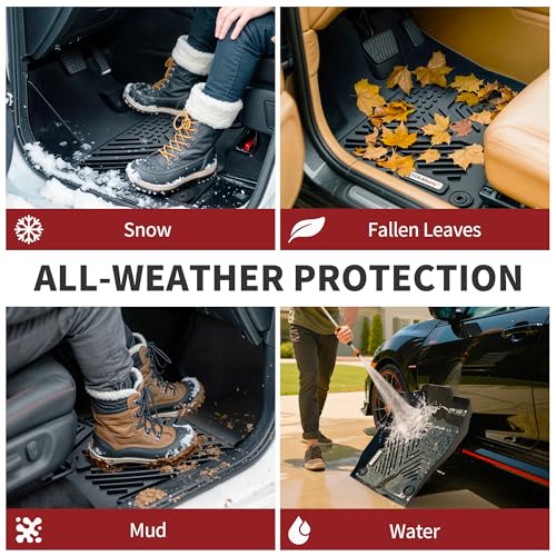 YITAMOTOR Floor Mats Compatible with 2015-2024 Ford Edge, Custom Fit Black TPE Floor Liners 1st & 2nd Row All-Weather Protection - style: Edge 1st$2nd