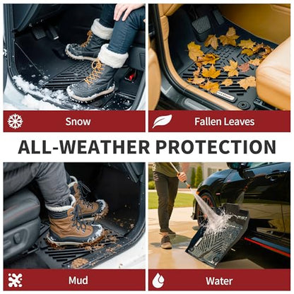 YITAMOTOR Floor Mats for 2019-2026 Chevrolet Silverado/GMC Sierra 1500 & 2020-2026 Chevy Silverado/GMC Sierra 2500HD/3500HD Crew Cab With Underseat Storage Box Bucket Seat, 1st & 2nd Row, Black - style: 2019-2026 w/ Rear Under Seat Storage Box