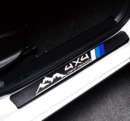 MAXDOOL 4Pcs Door Sill Protector Reflective 4D Carbon Fiber Sticker Decoration Door Entry Guard Accessories fit for 4x4 Offroad Toyota Tacoma TRD 4Runner Tundra Rav4 Highlander Sequoia (Blue) - color: Blue