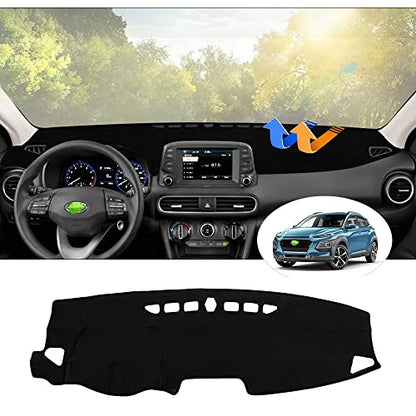 Autorder Dashboard Cover Mat for Hyundai Kona 2018-2021 2022 2023 Accessories Dash Cover Flannel Dash Mat Sunshade Glare UV Rays Protector (Without Hud) - size: 2018-2023 Hyundai Kona