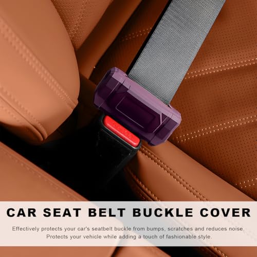 2 PCS Car Seat Belt Buckle Covers, Anti-Scratch Silicone Auto Seatbelt Clips Protector, Universal Seat Belt Buckle Protective Sleeve for SUVs Vans Trucks, Car Accessories (Purple) - color: Purple