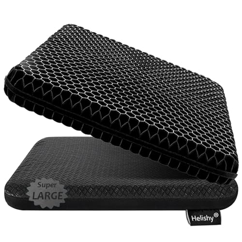 Gel Seat Cushion, Super Large (19x18x1.6inch) Gel Cushion Chair Pads with Non-Slip Cover for Home Office Car Seat Wheelchair, Soft Breathable Honeycomb Seat Cushion for Relieve Hip Pain - color: Black, size: Super Large: 19x18x1.6inch