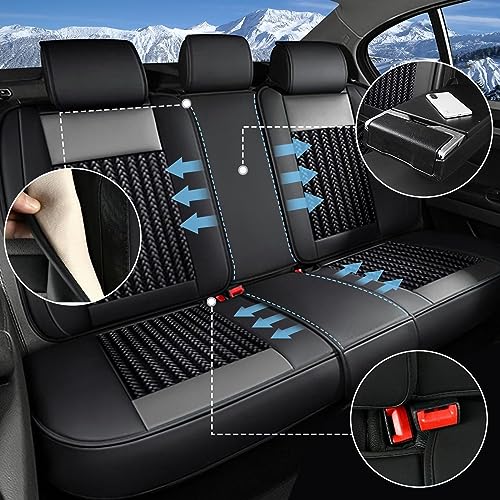Custom Fit Faux Leather Seat Covers for Nissan Frontier 2007-2026 Full Set 5 Seats, Airbag Compatible, Black & Gray - color: #050 Black & Gray, size: 5 Seats