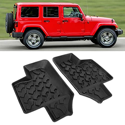 Car Floor Mat Black Rubber Pair Rear Floor Mat Non Slip Rubber Door Foot Pad Fits for for Jk 2 Doors 2007 2017