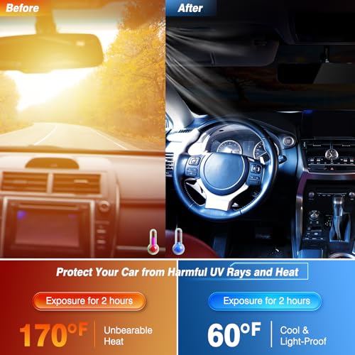 Windshield Sun Shade - Car Sun Shade Windshield, Reflector Sunshade Offers Ultimate Protection for Car Interior - color: Sunset & Tree(57"x32")
