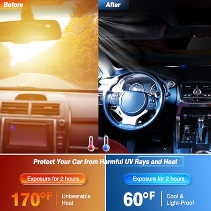 Windshield Sun Shade - Car Sun Shade Windshield, Reflector Sunshade Offers Ultimate Protection for Car Interior - color: Sunset & Tree(57"x32")