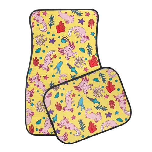 Axolotl Yellow Automotive Floor Mats Front and Rear Car Mat Carpet Set Universal Fit Auto Foot Mats Carpets, 4 Pcs - color: Axolotl Yellow