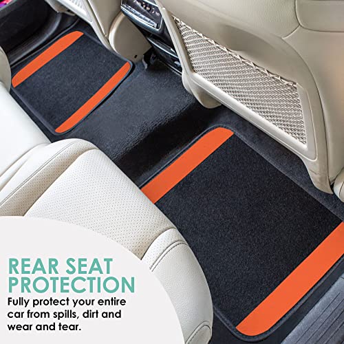 FH Group Automotive Floor Mats – Universal Fit Premium Carpet Car Mats with Driver Heel Pad, Full Set for Cars, SUVs & Trucks - Orange - color: Orange