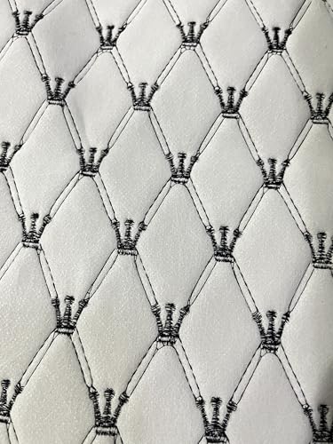 Quilted Foam Vinyl Fabric King Crown Classic Pattern with 0.23" Sponge Backing, 59" W × 39" L Faux Leather Fabric for Car Headliner, Furniture Upholstery, Diamond 2" x 3" (King Crown-Black) - color: King Crown-black
