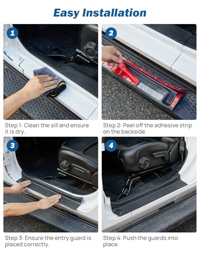 JOYTUTUS Door Sill Guards Compatible with Gladiator JT Wrangler JL 4 Doors, Black Door Sill Protectors Entry Guards 4 Door Gladiator Accessories, Entry Scuff Plate Cover (4Pcs Set)