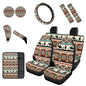 Dreaweet Aztec Car Seat Covers Full Set Western Cowboy Pattern Car Accessories for Men,Universal Steering Wheel Cover/Center Console Cover/Seatbelt Covers/Coasters/Gear Shift Cover and Handbrake Cover - color: Aztec Cowboy