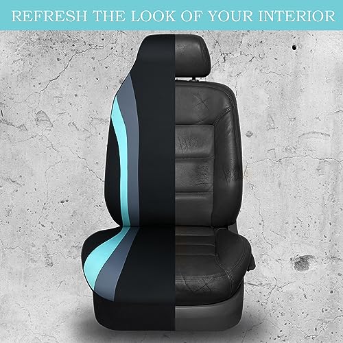 CAR PASS AquaShield Neoprene Waterproof Car Seat Covers Front Seats Only, High Back Bucket Seat Covers,Airbag Compatible,Seat Covers for Women Girl, Universal Fit for Auto Truck Van SUV (Black Mint)