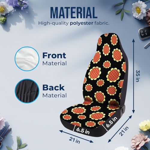 Sunflower Pattern Car Seat Covers Set of 2, Breathable Front Seat Covers for Truck Sedan SUV, Anime Car Accessories, Anime Gift for Women Men - color: Anime Sunflower