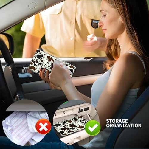 Leather Car Registration and Insurance Card Holder, Cute Car Accessories Vehicle Glove Box Car Organizer for Documents, Cards, License Retro Cowhide - color: Retro Cowhide