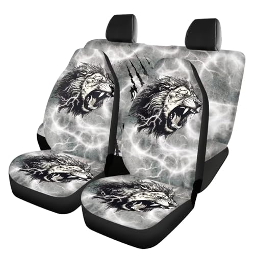 Howilath Grey Lion Paw Print Car Seat Covers Full Set Universal Fit for Most Cars Trucks Suvs Auto Accessories Interior Protector Decor - color: Grey Lion Paw
