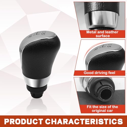 5 Speed Manual Transmission Gear Shift Knob Cover Compatible with Ford Escape Kuga Focus Fiesta mk7 2008-2013 Shifter Lever Knob Replacement Parts Silver - color: Silver, size: 5 Speed