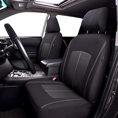 Flying Banner Car Seat Covers Full Set Universal fit Most Car,Truck,SUV and Van Comfortable Airbag Compatible Jacquard & Polyester (Full Set - Low Back, Black) - color: Black