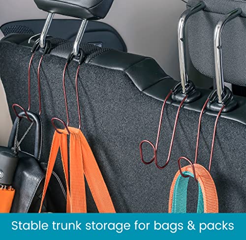 High Road Unbreakable Car Bag Hooks - Large Car Seat Hooks for Purse, Backpack, Coats, Hats and Heavy Bags up to 40 lbs - Secure Attachment Fits All Headrest Posts, 2 Pack