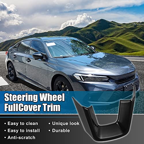 X AUTOHAUX for Honda Civic 11th Gen 2022 Steering Wheel Cover Trim Center Consoles U Type Frame Trim Decor for Sedan Hatchback LX EX EX-L Sport Touring ABS Sweat-proof Bright Black