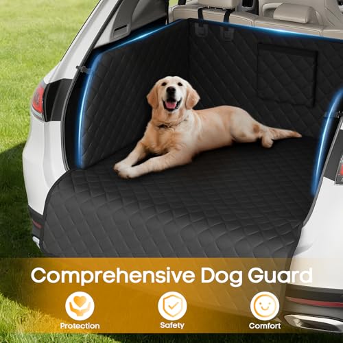 SUV Cargo Liner for Dogs, Waterproof Trunk Cover with Cushioned Sides to Protect Pet, Full Coverage Non-Slip Seat Cover for SUVs with Bumper Flap Protector