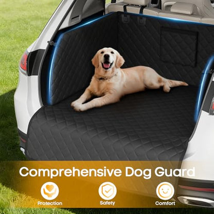 SUV Cargo Liner for Dogs, Waterproof Trunk Cover with Cushioned Sides to Protect Pet, Full Coverage Non-Slip Seat Cover for SUVs with Bumper Flap Protector