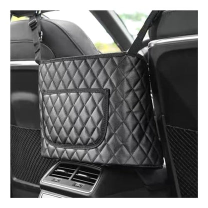 Car Purse Holder Between Seats, Leather Auto Front Seat Handbag Organizer Pocket, Universal Large Capacity Seat Bag Box Storage, Vehicle Interior Backseat Barrier for Kids Pet