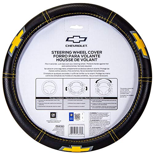 Plasticolor 006693R01 Deluxe High Contrast Stitching Premium Steering Wheel Cover Compatible with Chevrolet for Cars, Trucks & SUV