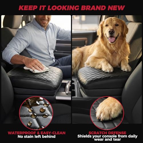FREESOO Center Console Cover for 2009-2018 Dodge Ram 1500 2500 3500, Armrest Cushion Pad, Waterproof Faux Leather, Easy to Clean, Non-Slip & Anti-Scratch, Bucket Seat Only - size: 2009-2018 Ram Bucket Seat Console