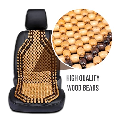 Zento Seat Beads Bead Seat Covers for Cars 2 Pieces of Natural Wooden Beads Back Massage Cushion, Bamboo Seat for Comfort in Your Travel Experience Cover Seats for Cars Beaded Car Seat