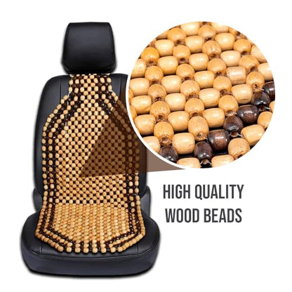 Zento Seat Beads Bead Seat Covers for Cars 2 Pieces of Natural Wooden Beads Back Massage Cushion, Bamboo Seat for Comfort in Your Travel Experience Cover Seats for Cars Beaded Car Seat