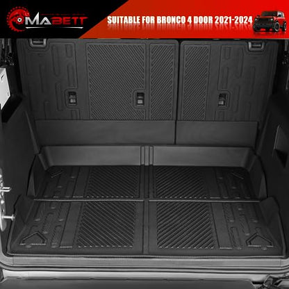 Mabett Seat Back Cover and Cargo Liner for Ford Bronco 4 Door Accessories, All-Weather Backrest Protector Trunk Mat Fit Bronco 2021-2026 - size: Seat Back Cover & Truck Mats