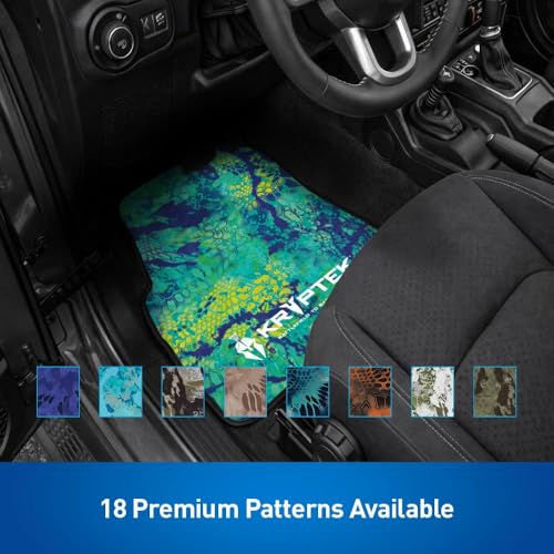 Coverking Universal Car Floor Mats Set of 2 (Front Driver and Passenger) Kryptek Mahimahi Camo - All-Weather Protection for Mud, Dirt, Rain, Spills, Non-Slip Backing, Fits Cars Trucks SUVs Jeeps - style: Kryptek Mahimahi